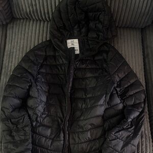 GAP Black Quilted Hooded Jacket